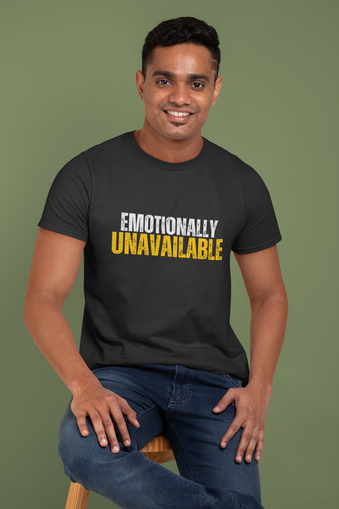 Madinkco Men’s "Emotionally Unavailable" T-Shirt - Premium Cotton Graphic Tee