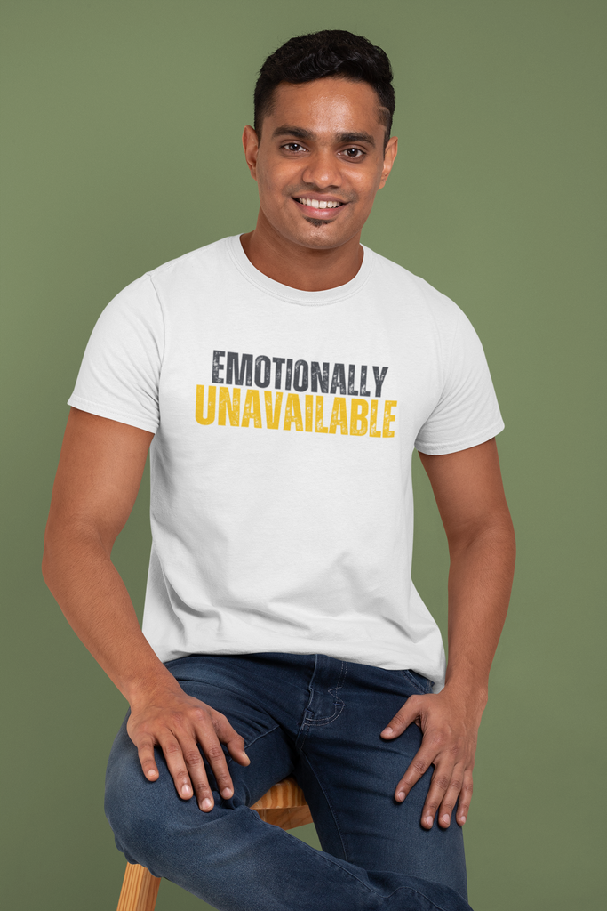 Madinkco Men’s "Emotionally Unavailable" T-Shirt - Premium Cotton Graphic Tee