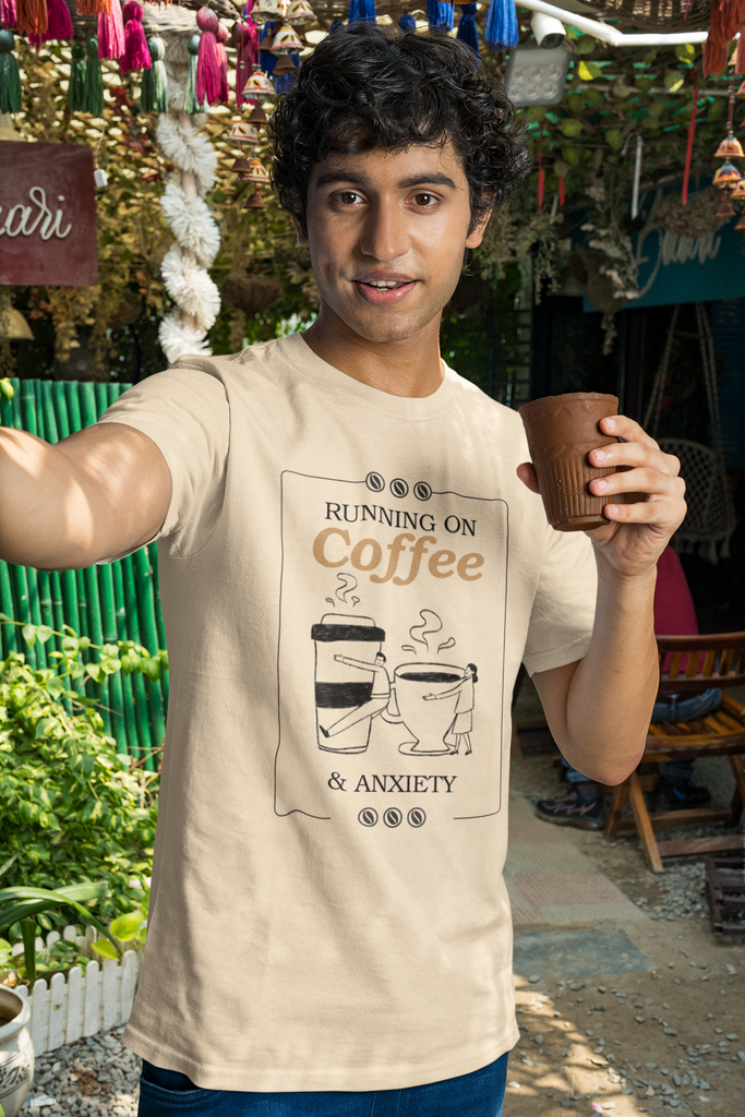 Madinkco Men’s "Running On Coffee" T-Shirt - Humor Graphic Tee