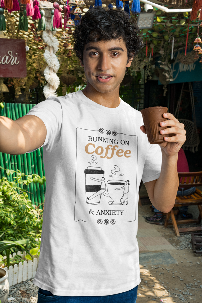 Madinkco Men’s "Running On Coffee" T-Shirt - Humor Graphic Tee
