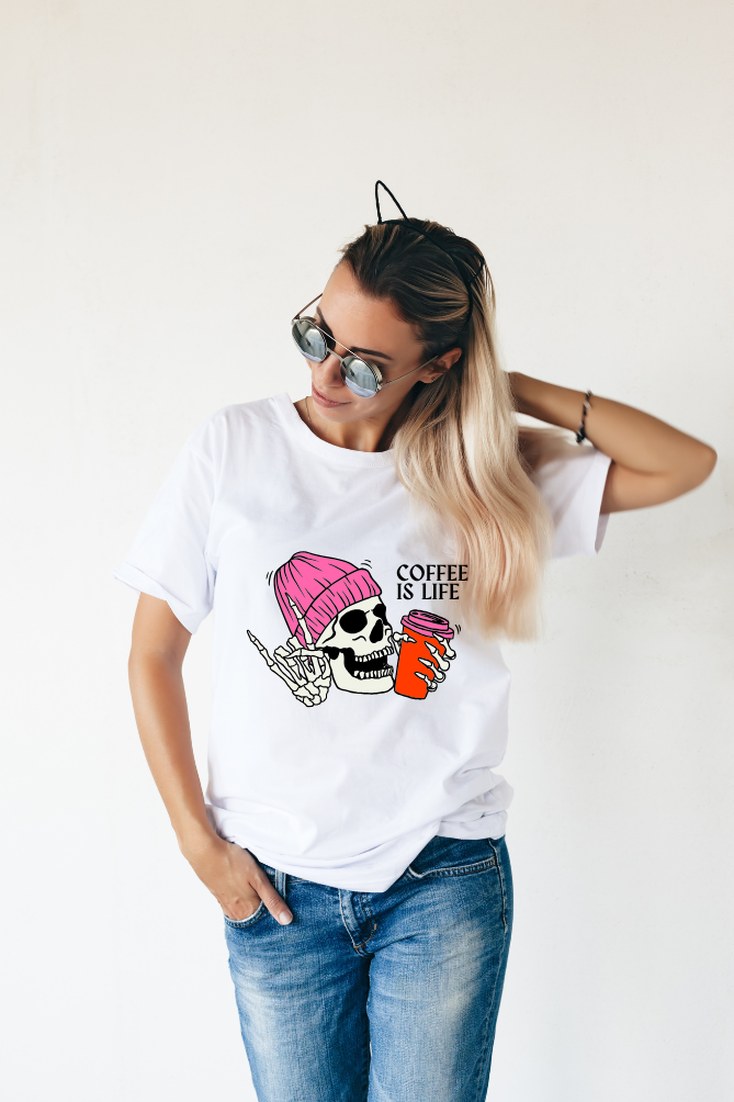 MadInkCo. women crew neck Tshirt - coffee life