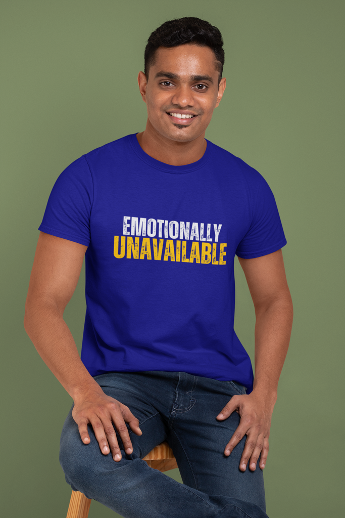 Madinkco Men’s "Emotionally Unavailable" T-Shirt - Premium Cotton Graphic Tee