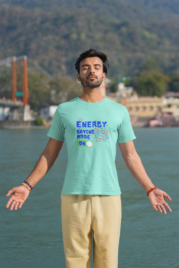 Madinkco Men’s "Energy Saving Mode ON" T-Shirt - Lazy Day Graphic Tee