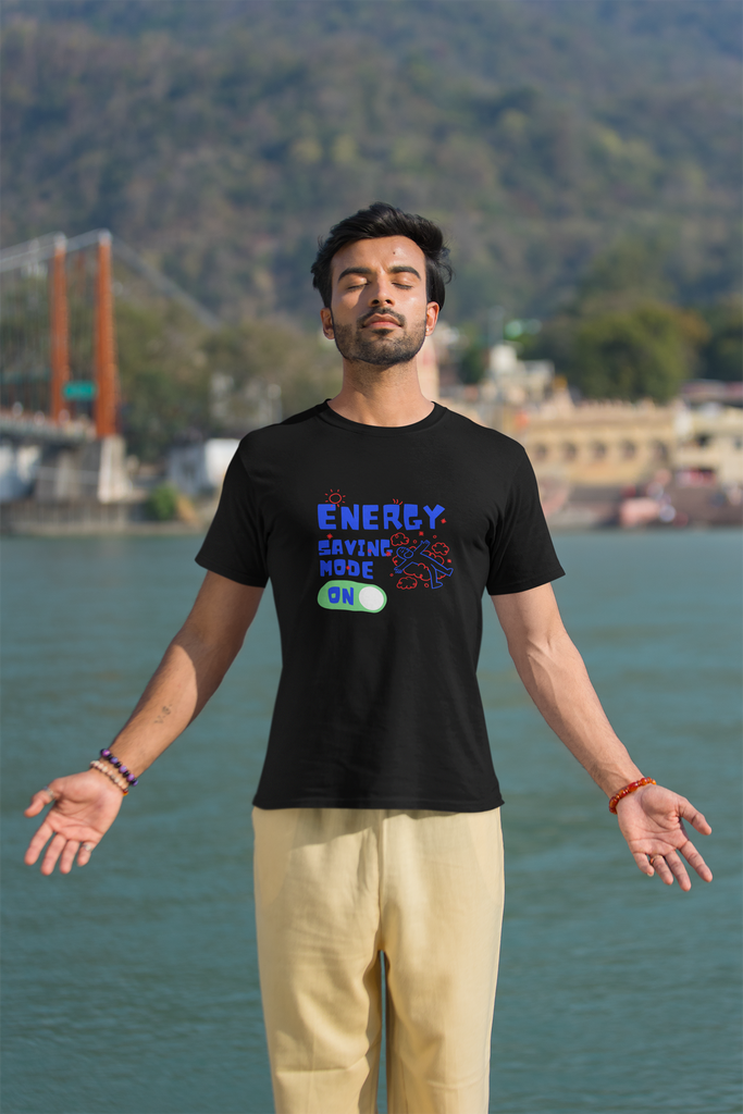 Madinkco Men’s "Energy Saving Mode ON" T-Shirt - Lazy Day Graphic Tee