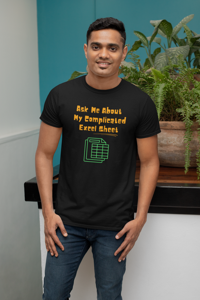 Madinkco Men’s "Ask Me About My Excel Sheet" Nerd T-Shirt - Office Humor Graphic