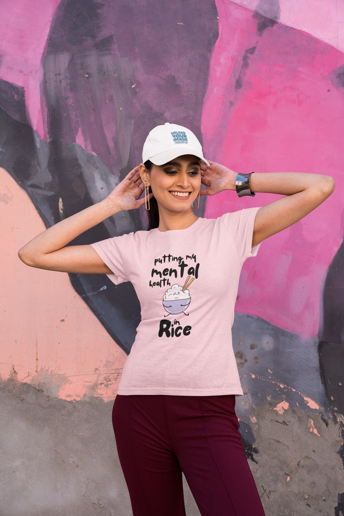 Madinkco Women's "Putting My Mental Health in Rice" Graphic T-Shirt - Funny Mental Health Tee