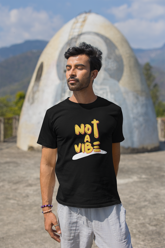 Madinkco Men’s "Not A Vibe" Black T-Shirt - Statement Graphic Tee