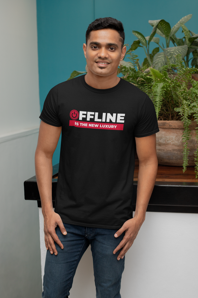Madinkco Men’s "Offline Is The New Luxury" T-Shirt - Minimalist Graphic