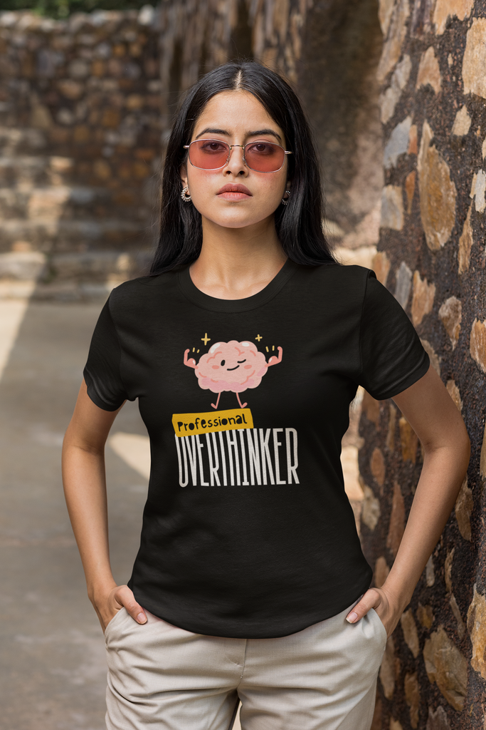 Madinkco Women's "Professional Overthinker" Graphic T-Shirt - Funny & Relatable Tee