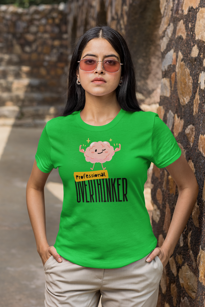 Madinkco Women's "Professional Overthinker" Graphic T-Shirt - Funny & Relatable Tee