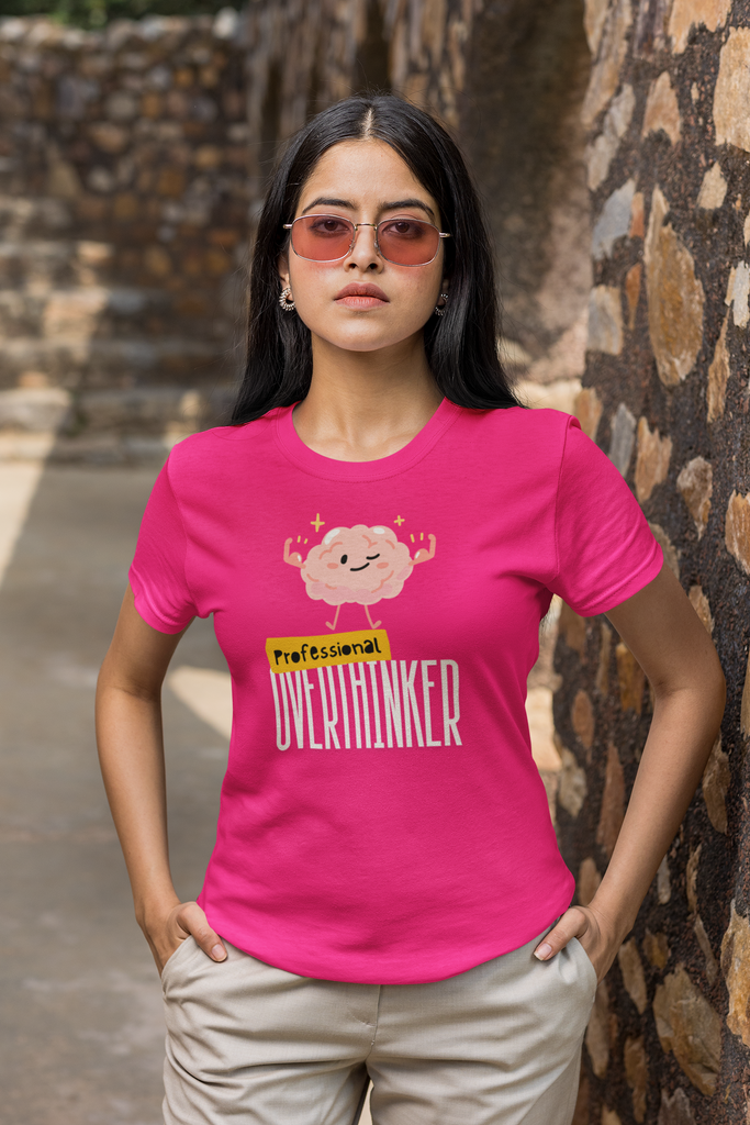 Madinkco Women's "Professional Overthinker" Graphic T-Shirt - Funny & Relatable Tee