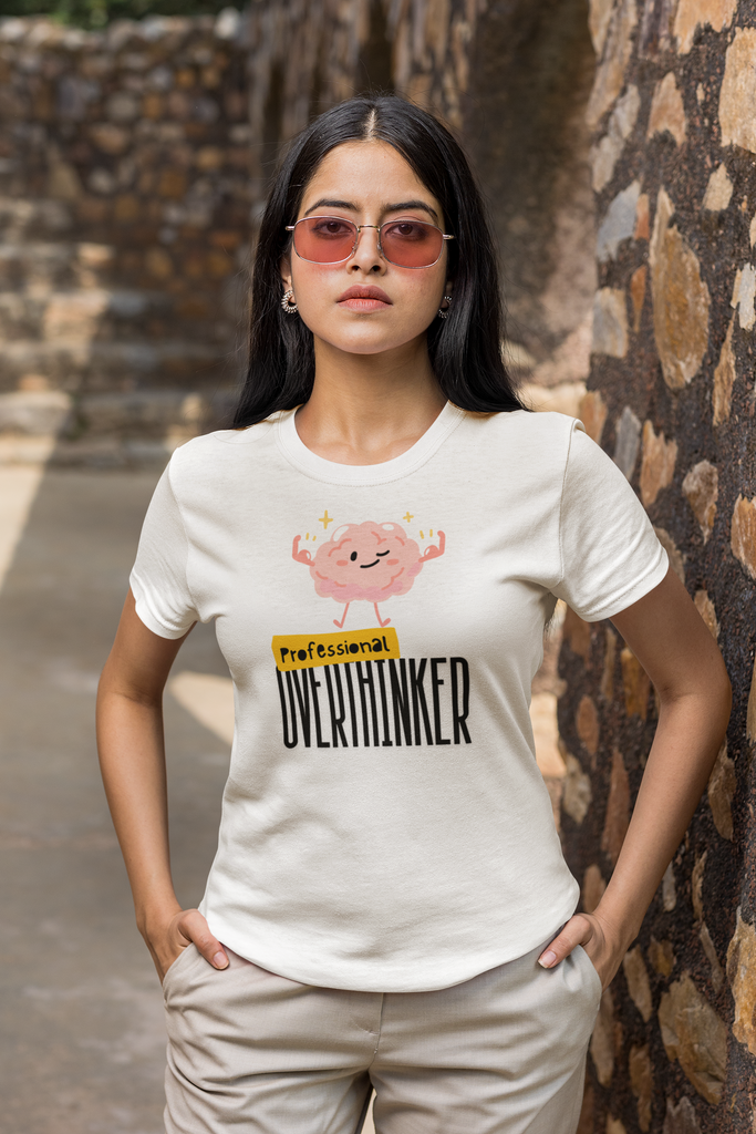 Madinkco Women's "Professional Overthinker" Graphic T-Shirt - Funny & Relatable Tee